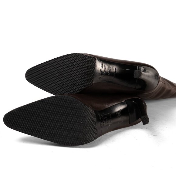 Helmut Lang Brown Leather High Heel Boots - Picture 5 of 5